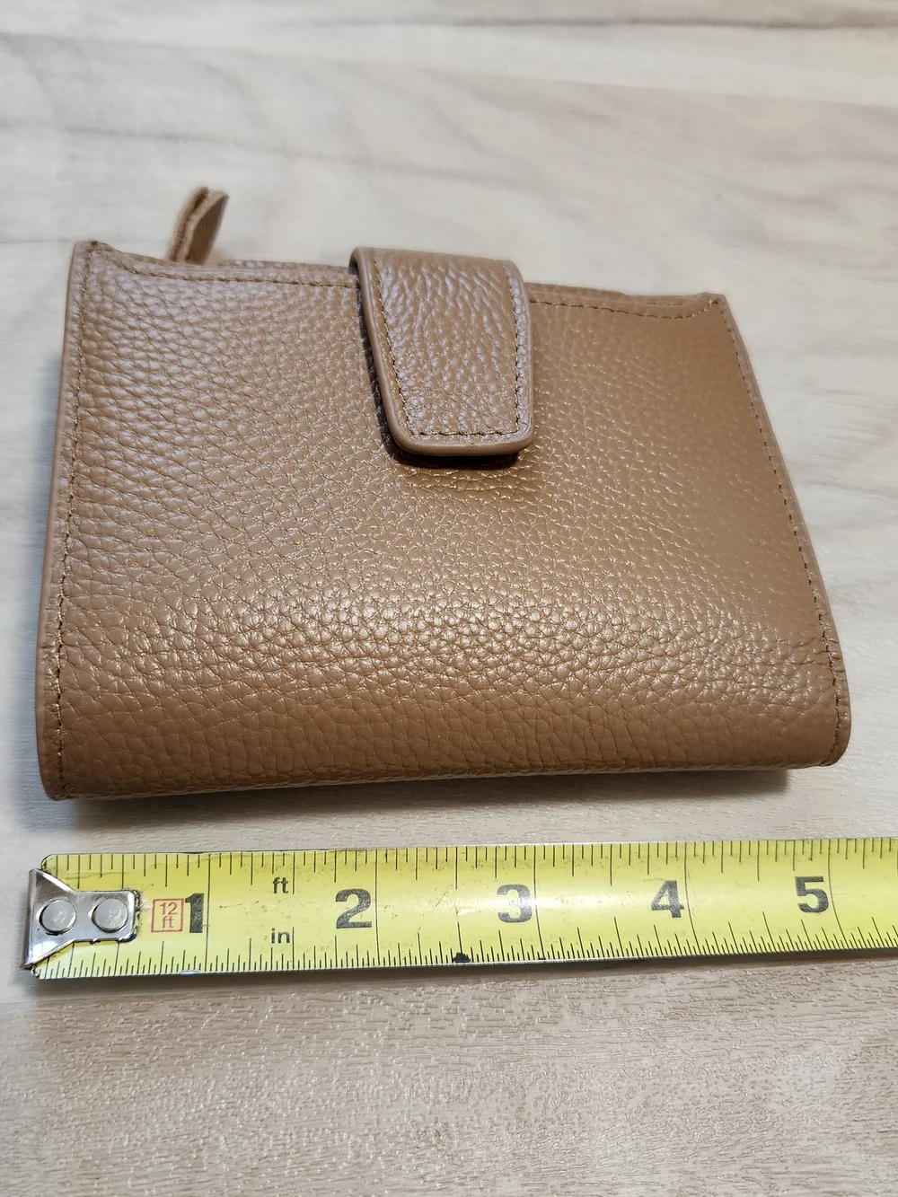 Taupe Pebbled Leather Women's Bifold Wallet Snap Closure NWT